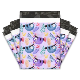 10x13 Purple Sloths Designer Poly Mailers Shipping Envelopes Premium Printed Bags