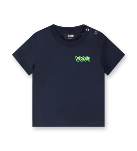 Baby Neon Green Circles Logo T-shirt Marine Blue