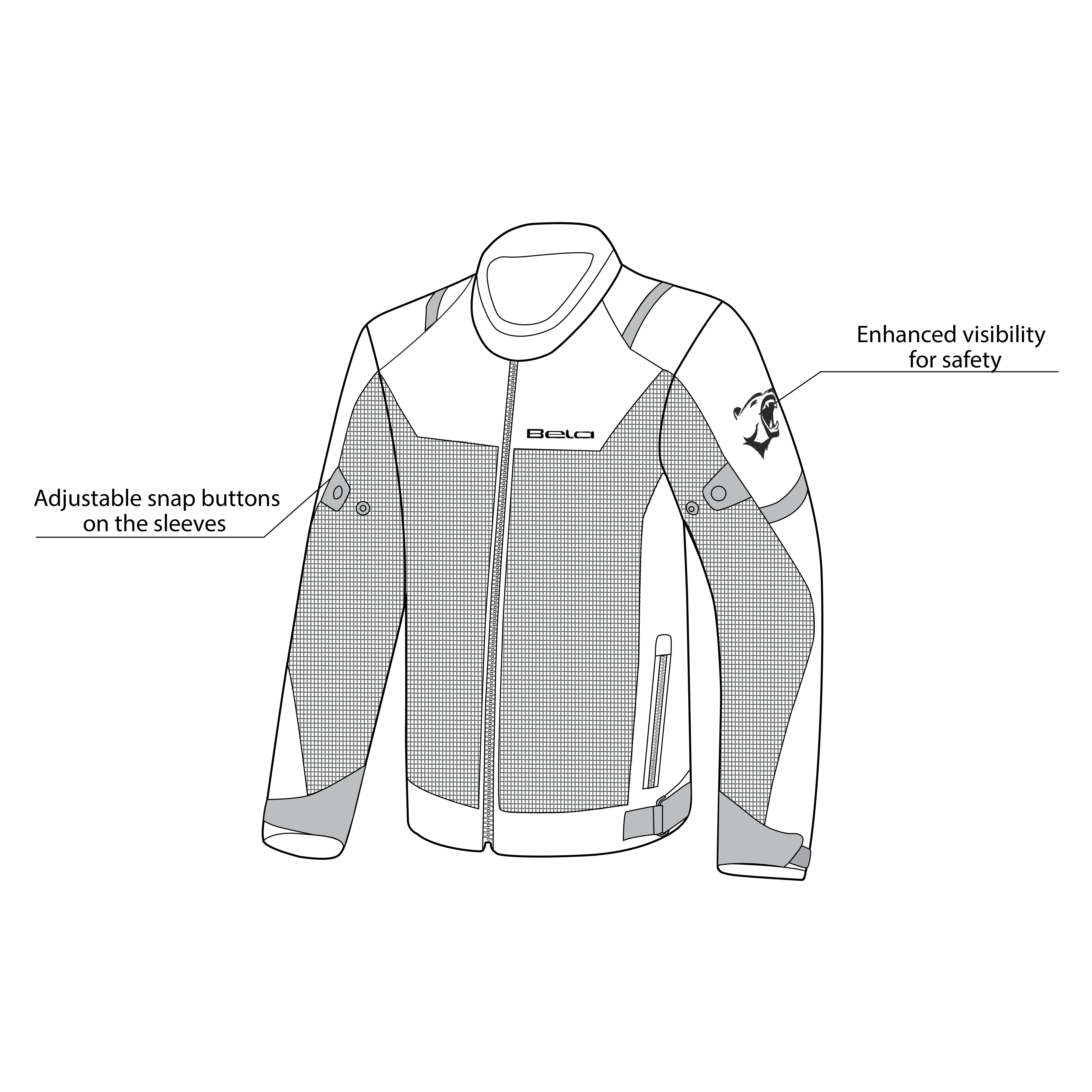 BELA Mesh Pro Man Textile Summer Motorcycle Jacket Grey Ice