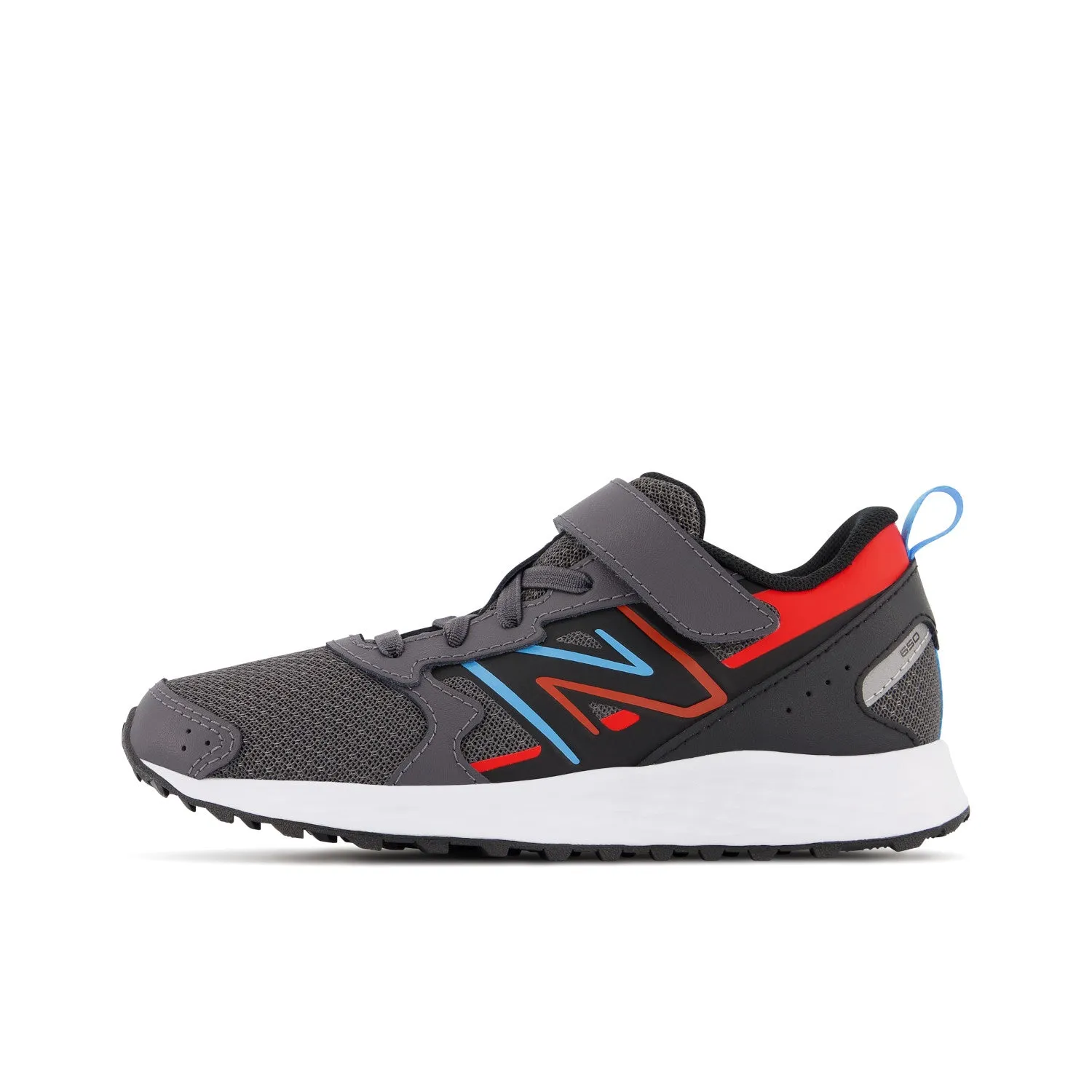 Big & Little Kid's New Balance Fresh Foam 650 Bungee Lace with Top Strap Color: Magnet with Neo Flame