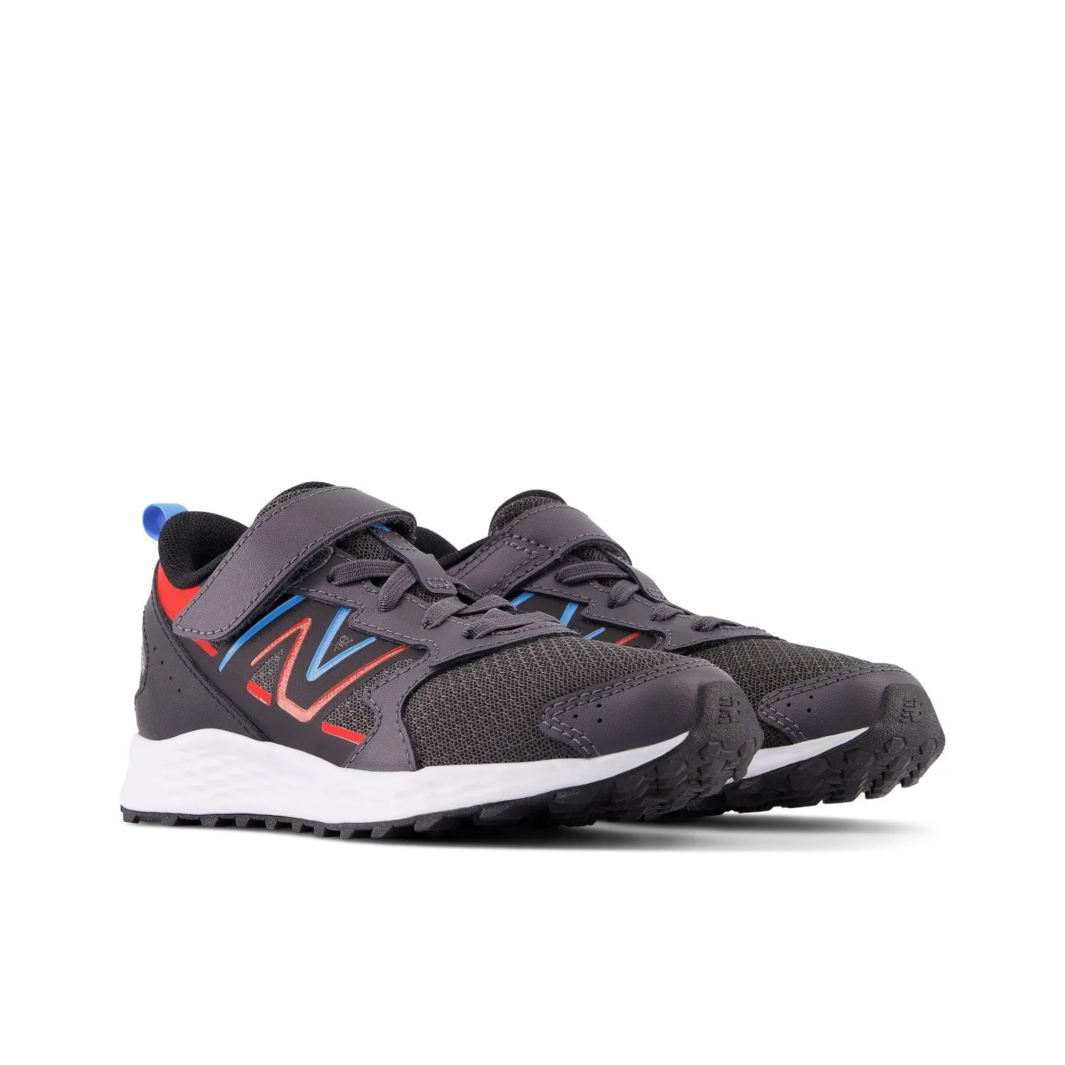 Big & Little Kid's New Balance Fresh Foam 650 Bungee Lace with Top Strap Color: Magnet with Neo Flame