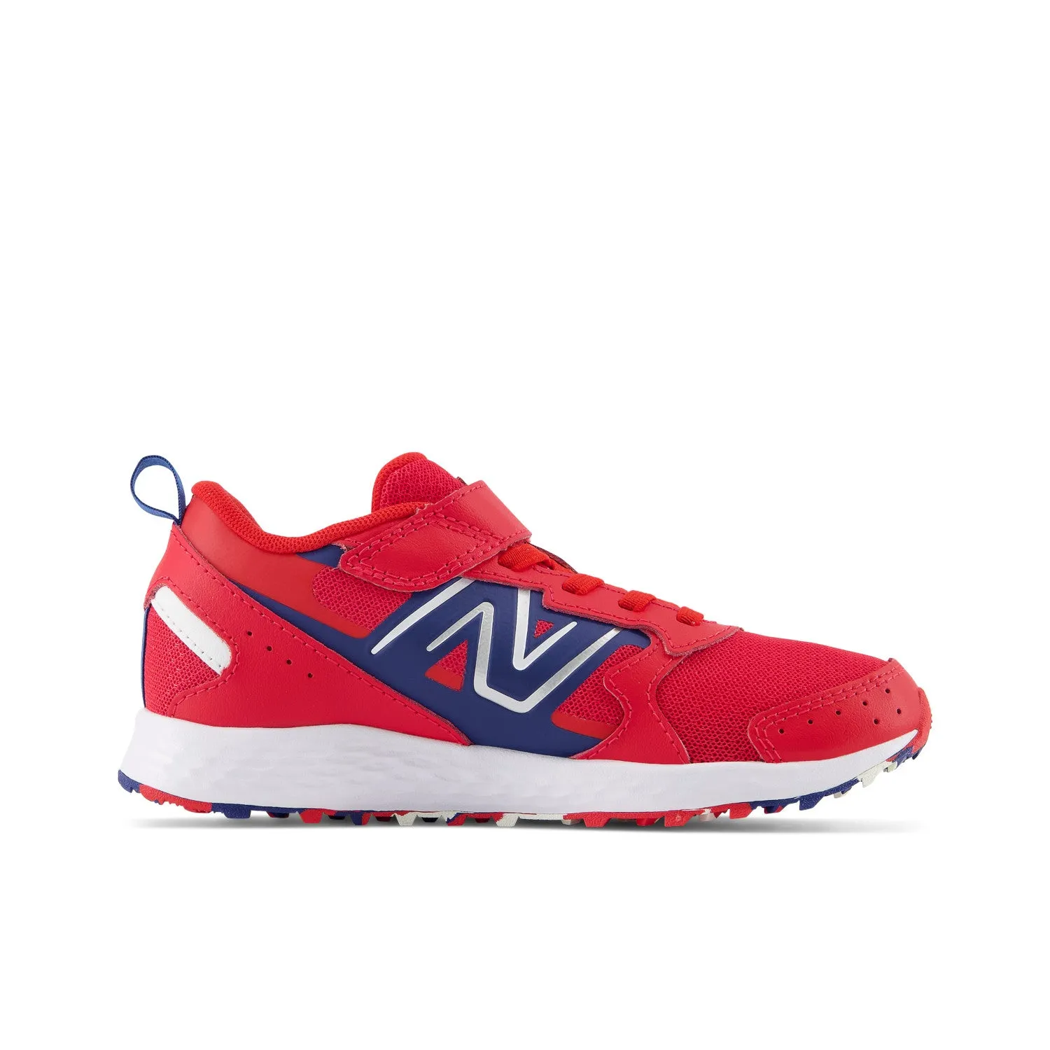 Big & Little Kid's New Balance Fresh Foam 650 Bungee Lace with Top Strap Color: Team Red with Night Sky & White