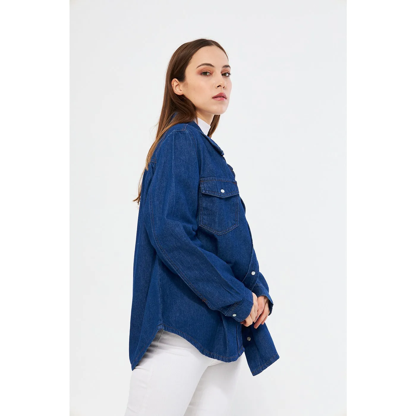 Blue Oversized Denim Shacket