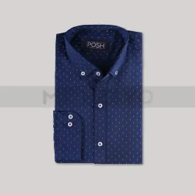 Blue Patterned Button Down Shirt