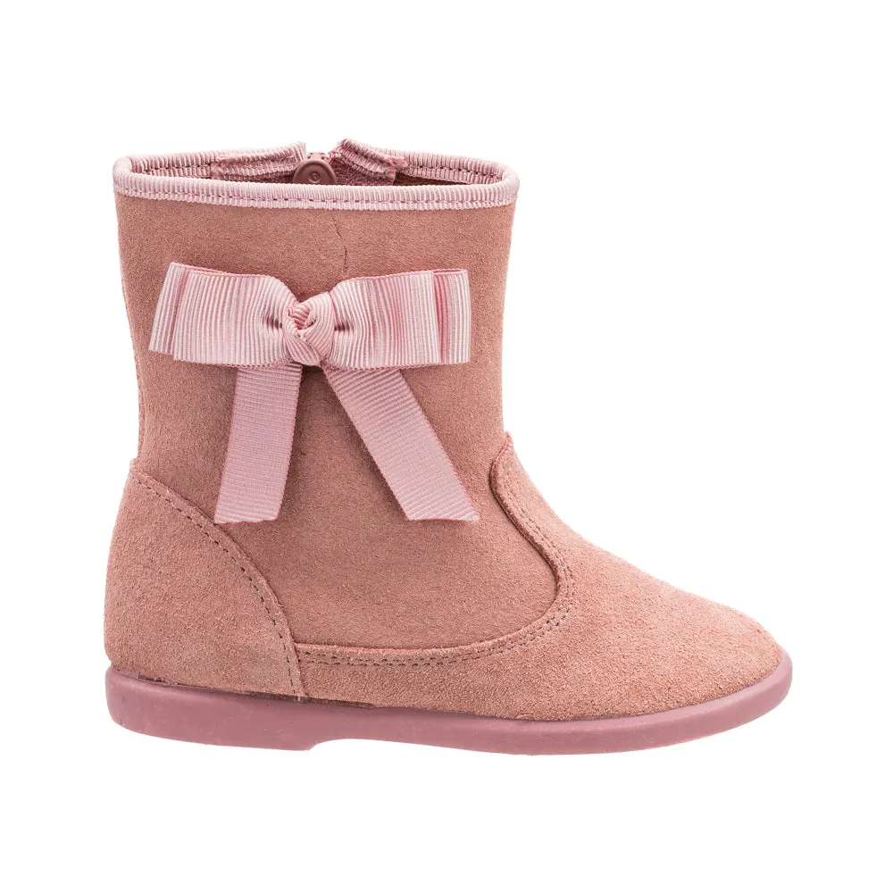 Boots with Bow Suede Pink