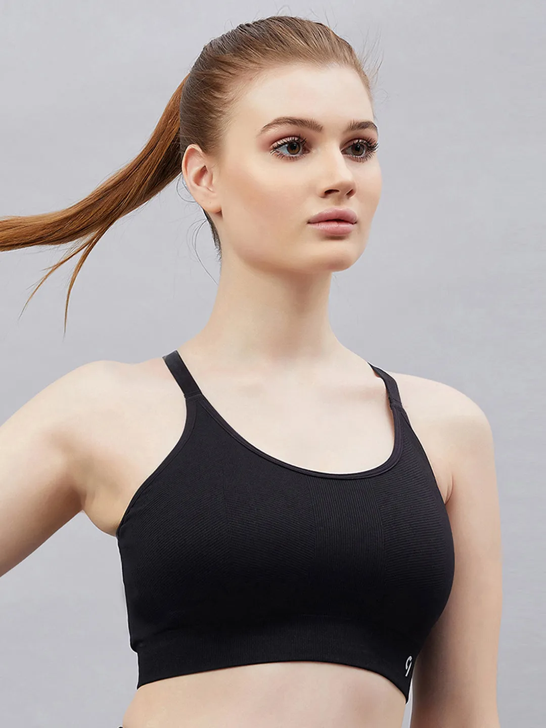 C9 AIRWEAR Cross Back Seamless Full Coverage Sports Bra - Black