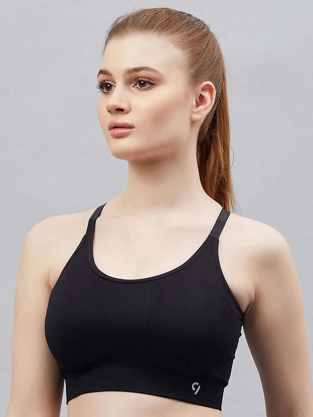 C9 AIRWEAR Cross Back Seamless Full Coverage Sports Bra - Black