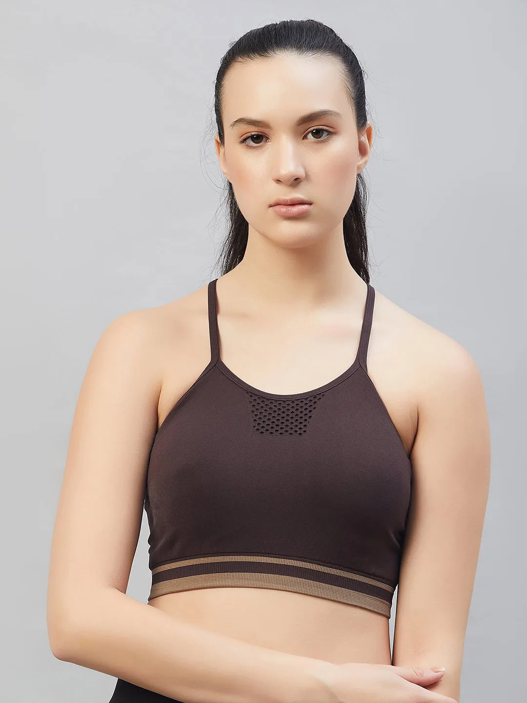 C9 Airwear Women`s  Sports Bra with Thin Straps and Mesh - Tea Rose