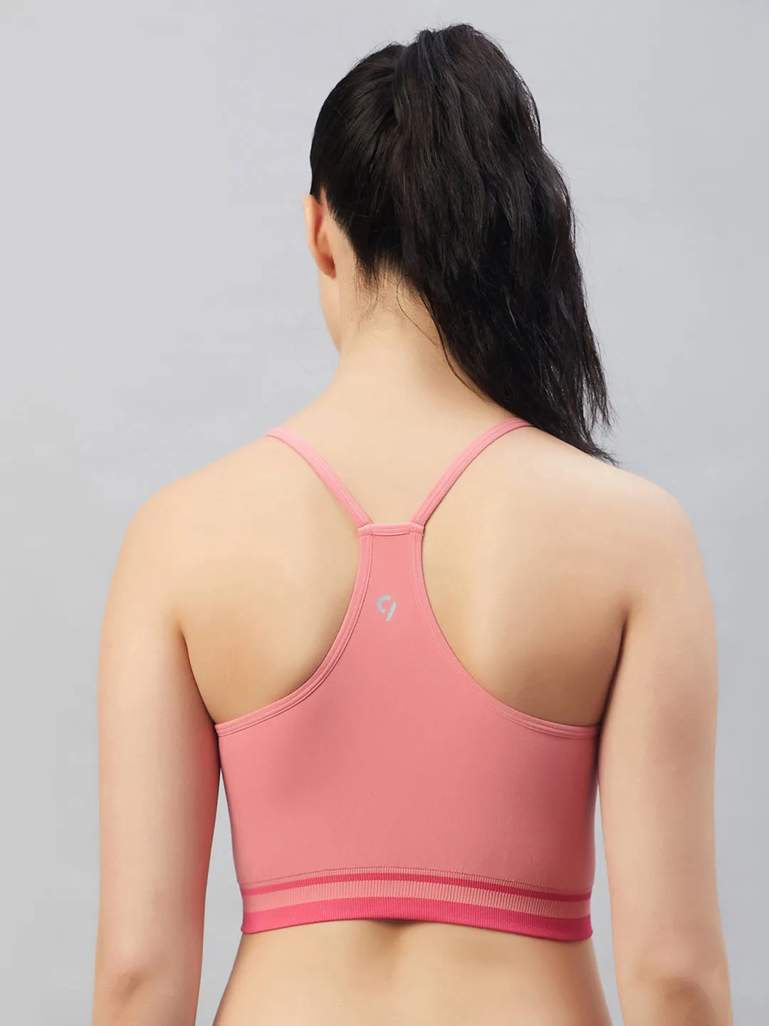 C9 Airwear Women`s  Sports Bra with Thin Straps and Mesh - Tea Rose