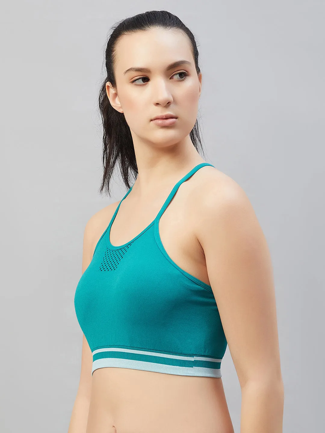 C9 Airwear Women`s  Sports Bra with Thin Straps and Mesh - Tea Rose