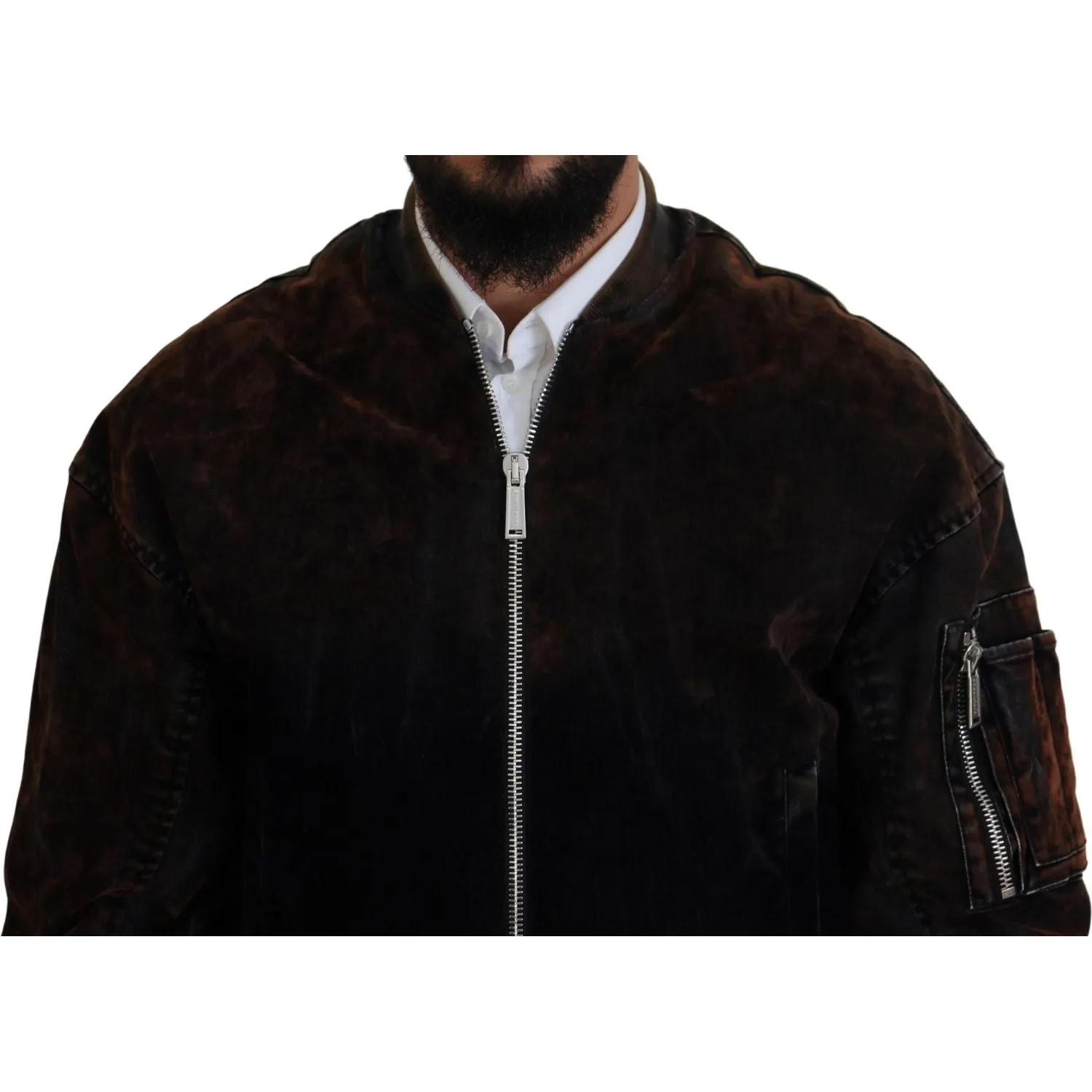 Dsquared² Brown Cotton Bomber Zipper Pocket Sleeves Jacket