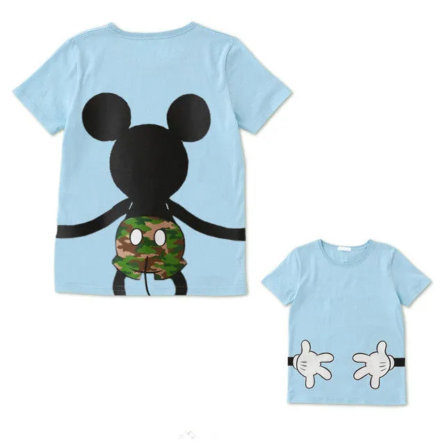 Family Matching Clothes 2017 Summer Short Cartoon Mickey T shirt For Mother and Daughter Father Son Family Look Outfits Clothing