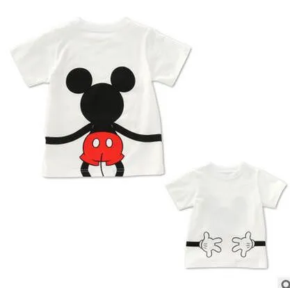 Family Matching Clothes 2017 Summer Short Cartoon Mickey T shirt For Mother and Daughter Father Son Family Look Outfits Clothing