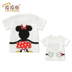 Family Matching Clothes 2017 Summer Short Cartoon Mickey T shirt For Mother and Daughter Father Son Family Look Outfits Clothing