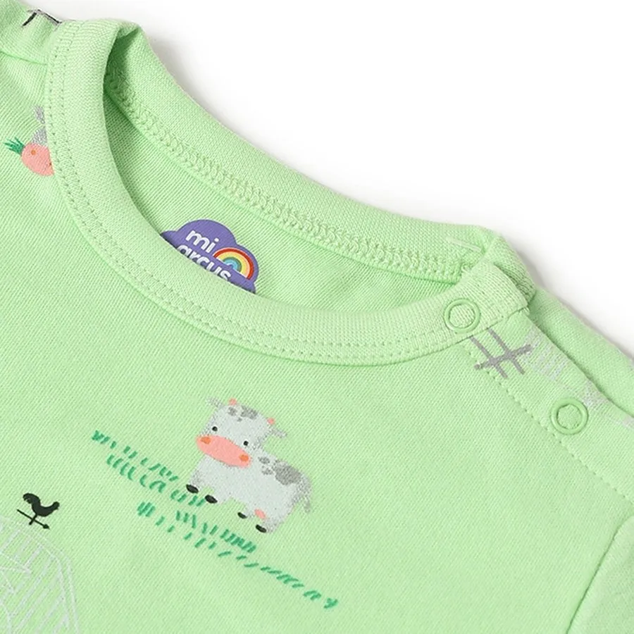 Farm Friends Green T-Shirt With Black Dungaree Set