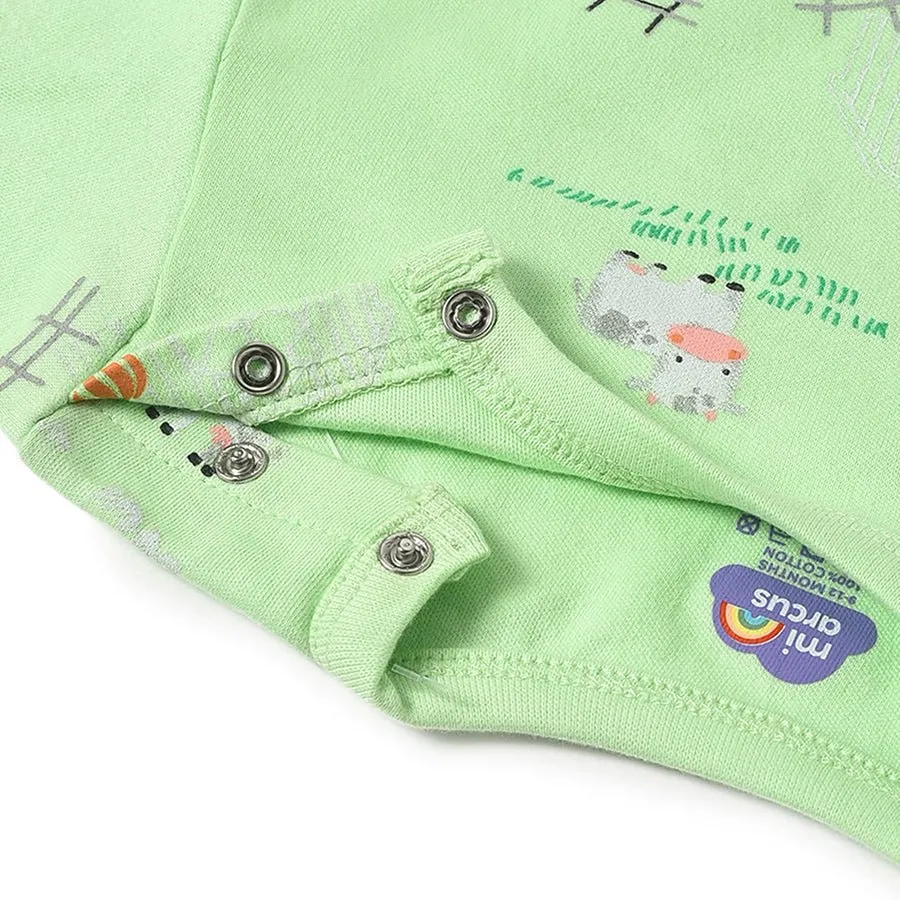 Farm Friends Green T-Shirt With Black Dungaree Set