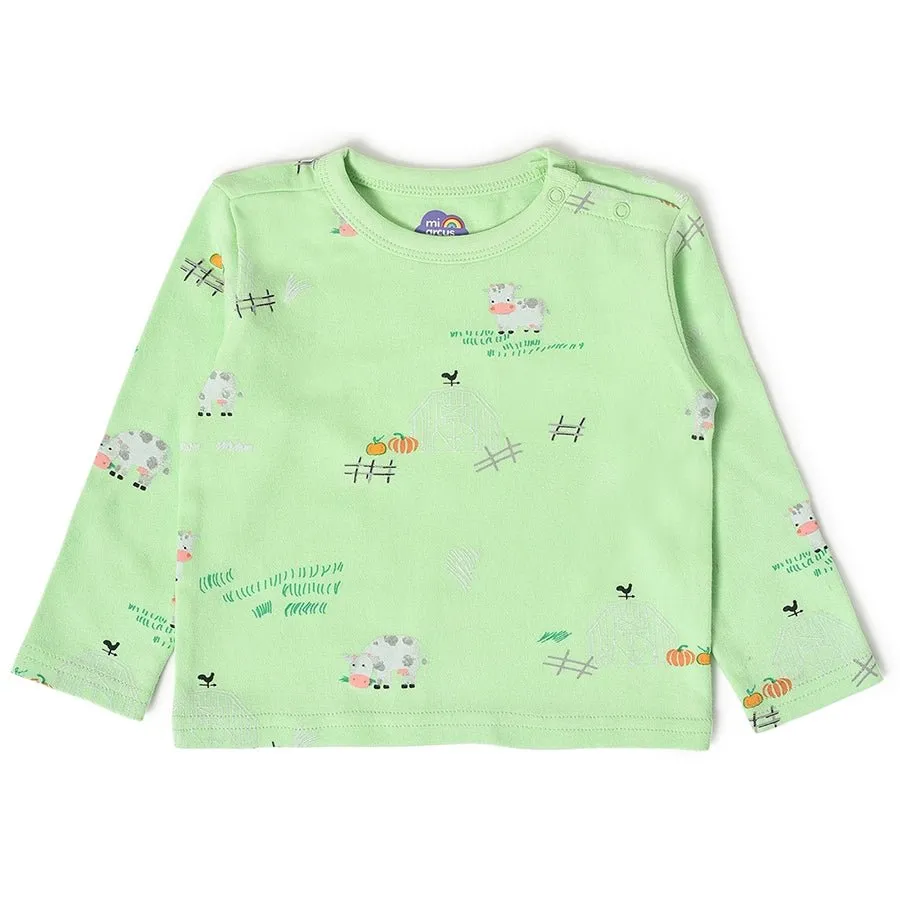 Farm Friends Green T-Shirt With Black Dungaree Set