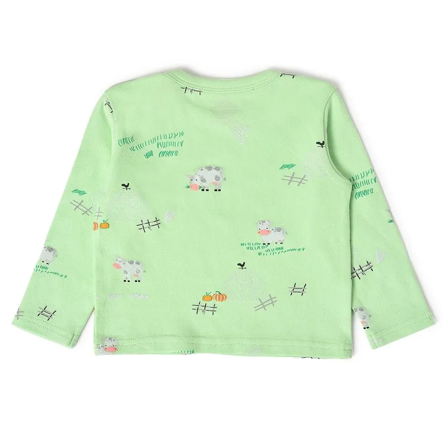 Farm Friends Green T-Shirt With Black Dungaree Set