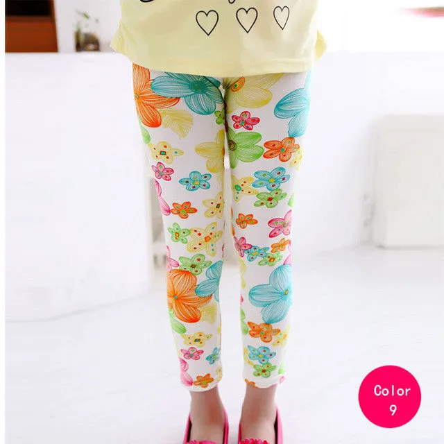 girl pants new arrive printing Flower girls leggings Toddler Classic Leggings  2-14Ybaby girls leggings kids leggings