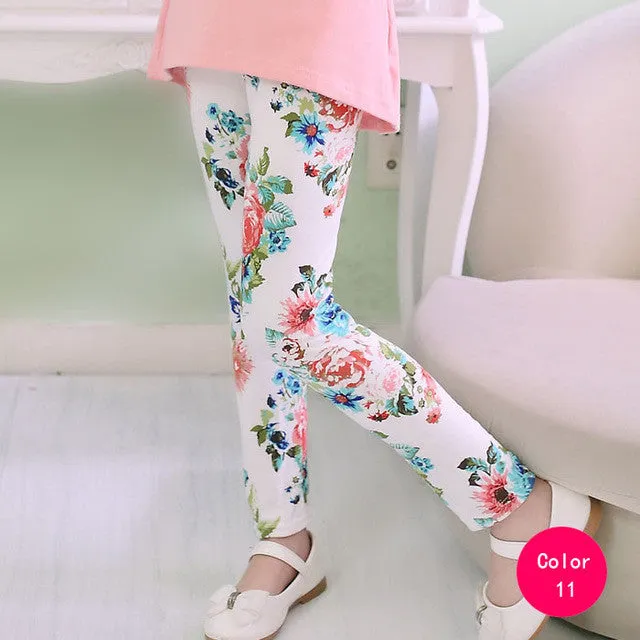 girl pants new arrive printing Flower girls leggings Toddler Classic Leggings  2-14Ybaby girls leggings kids leggings