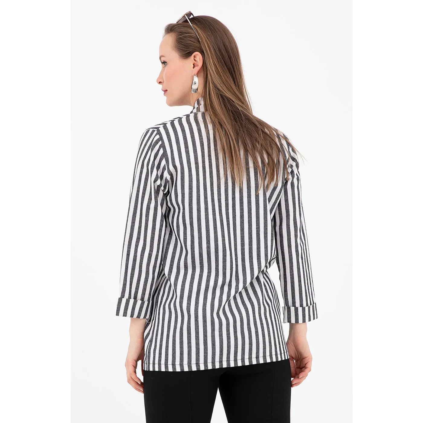 Grey Striped Shawl Jacket