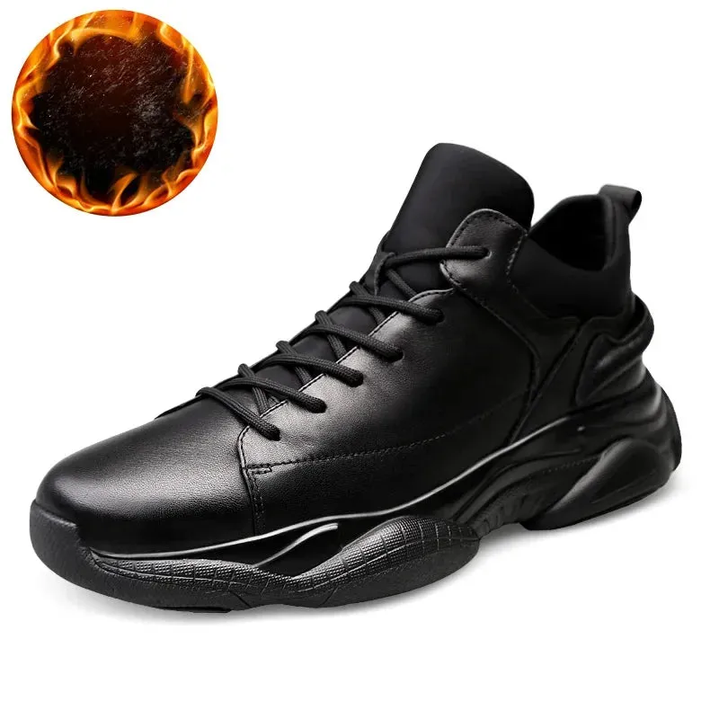 Hnzxzm 3 CM Height Increase Leather Casual Men Sneakers Men Elevator Shoes Thick Sole Young Men Daily Footwear Spring/Autumn