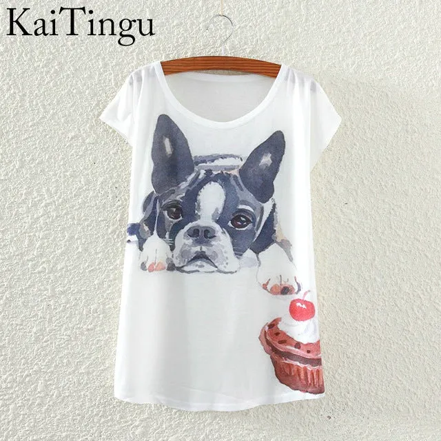 KaiTingu 2017 Brand New Fashion Spring Summer Harajuku Short Sleeve T Shirt Women Tops Eiffel Tower Printed T-shirt White Cloth