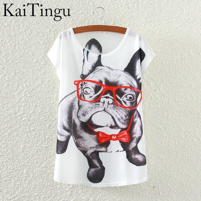 KaiTingu 2017 Brand New Fashion Spring Summer Harajuku Short Sleeve T Shirt Women Tops Eiffel Tower Printed T-shirt White Cloth