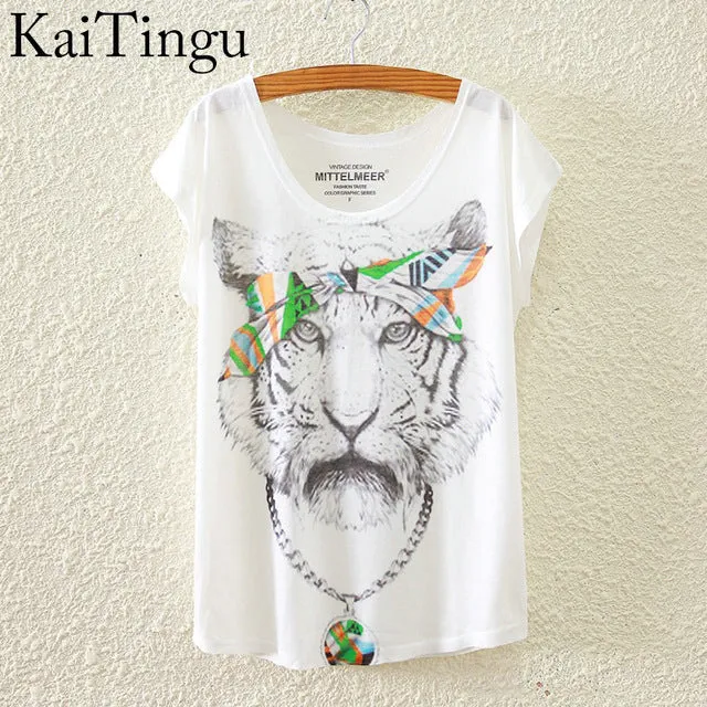 KaiTingu 2017 Brand New Fashion Spring Summer Harajuku Short Sleeve T Shirt Women Tops Eiffel Tower Printed T-shirt White Cloth