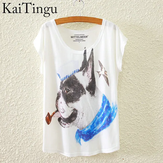 KaiTingu 2017 Brand New Fashion Spring Summer Harajuku Short Sleeve T Shirt Women Tops Eiffel Tower Printed T-shirt White Cloth