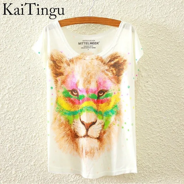 KaiTingu 2017 Brand New Fashion Spring Summer Harajuku Short Sleeve T Shirt Women Tops Eiffel Tower Printed T-shirt White Cloth