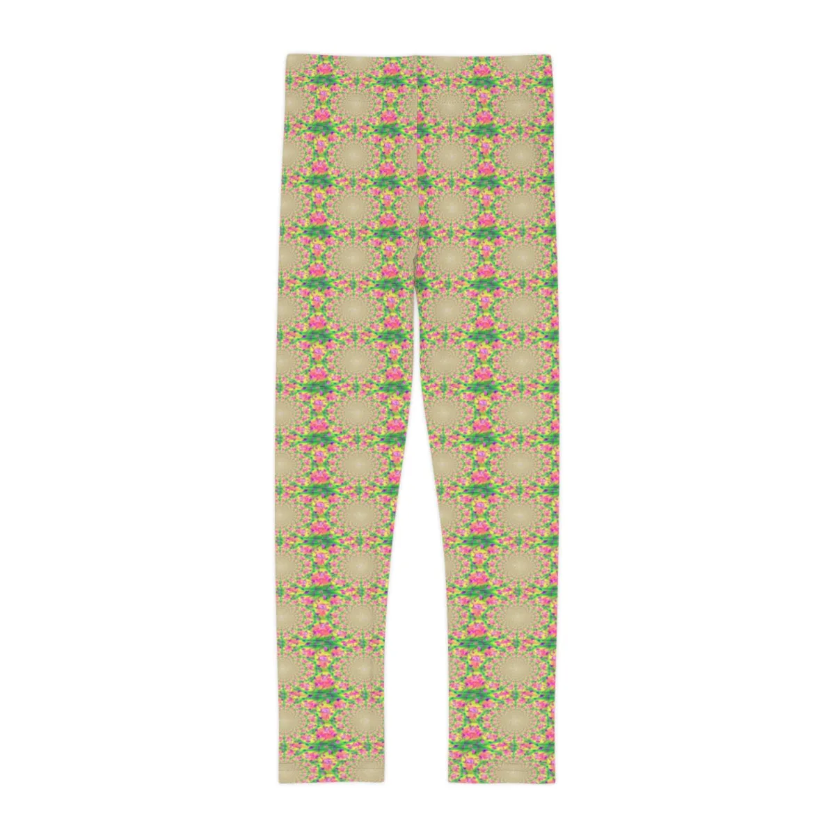 Kids Leggings (AOP) PINK FLOWER FRACTAL