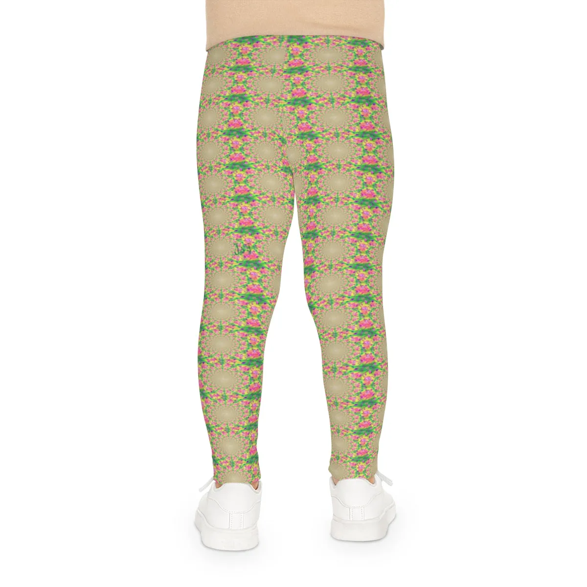 Kids Leggings (AOP) PINK FLOWER FRACTAL