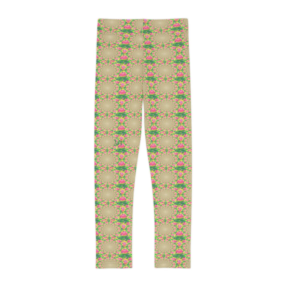 Kids Leggings (AOP) PINK FLOWER FRACTAL