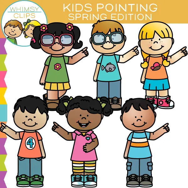 Kids Pointing Clip Art - Spring Edition