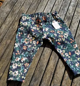 Leggings, 3-6 month approx stretch floral denim, baby girls, hippie, alternative styled