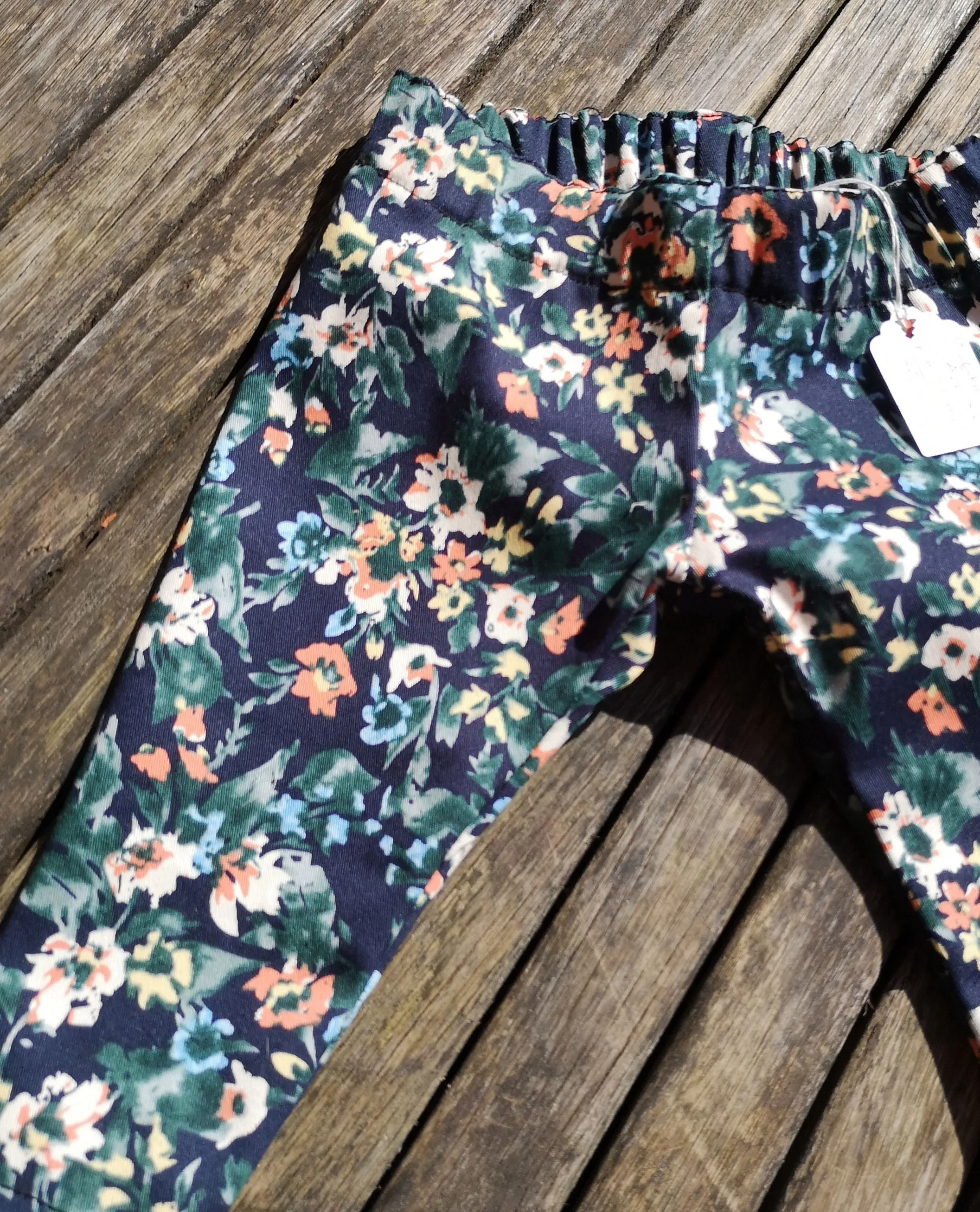 Leggings, 3-6 month approx stretch floral denim, baby girls, hippie, alternative styled