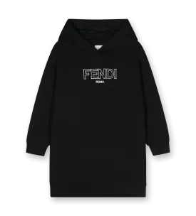 Logo-embroidered Hoodie Dress Black