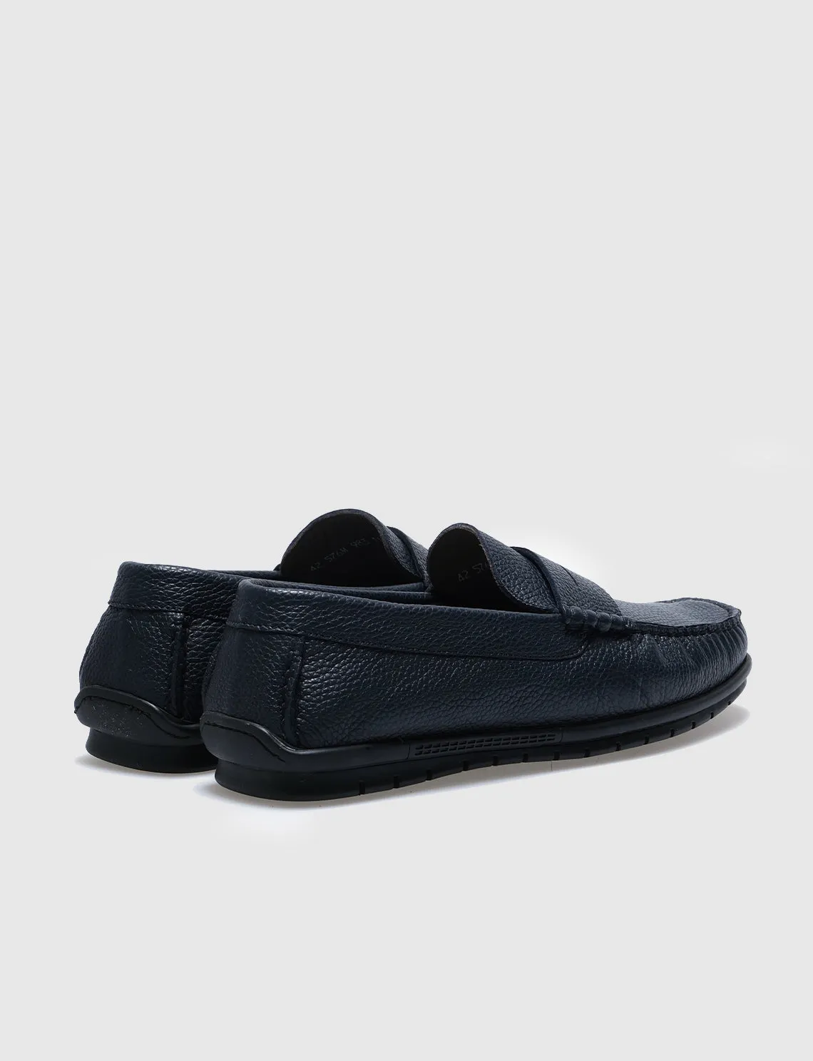 Men Navy Blue Genuine Leather Slip On Shoes