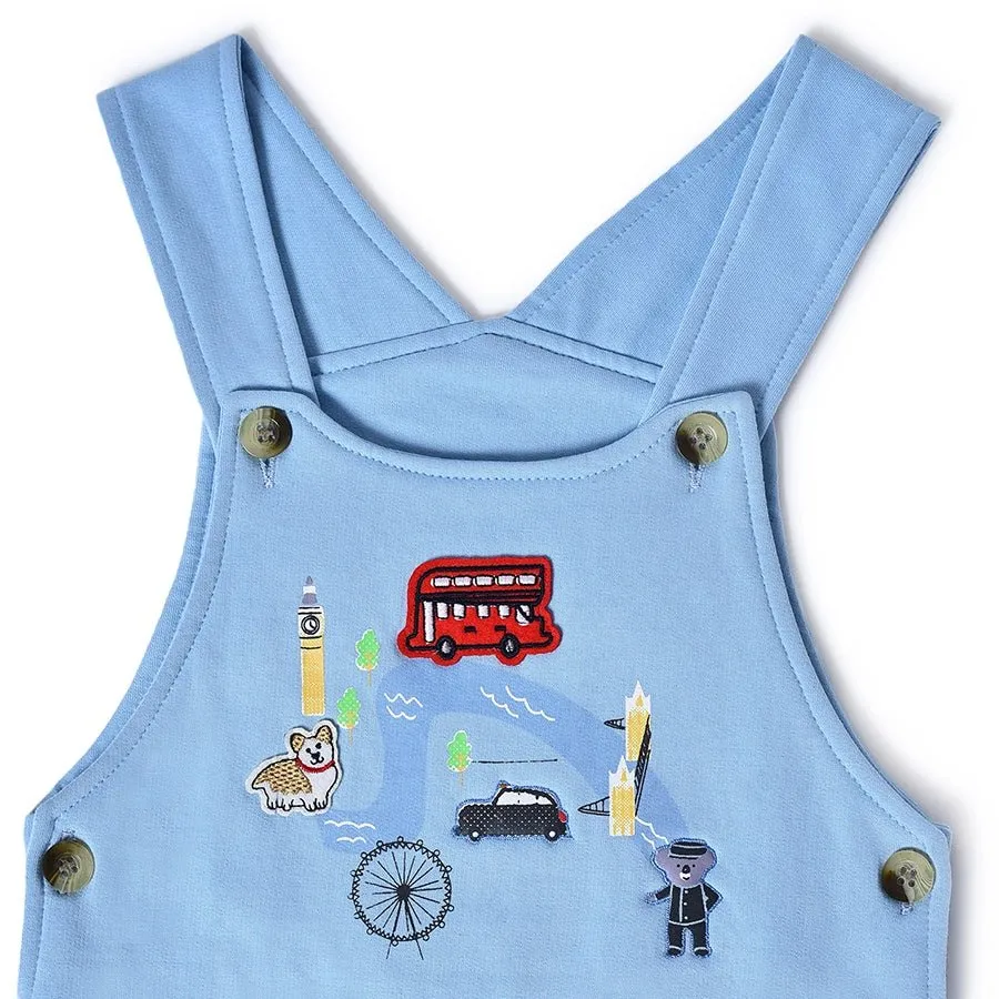 Misty Clear Sky Brushed Fleece Dungaree Set