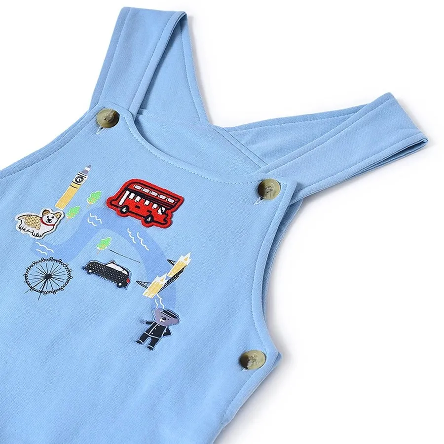 Misty Clear Sky Brushed Fleece Dungaree Set