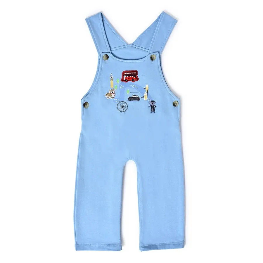 Misty Clear Sky Brushed Fleece Dungaree Set