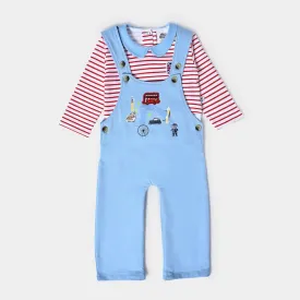 Misty Clear Sky Brushed Fleece Dungaree Set