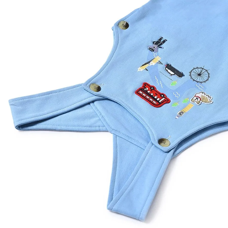 Misty Clear Sky Brushed Fleece Dungaree Set