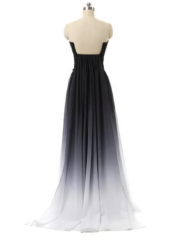 Navy Blue Ombre Gradient Chiffon Long Black Belt Ombre Black Gradient Custom Made Women Prom Dresses