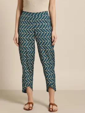 Navy Chevron Foil Tulip Pants