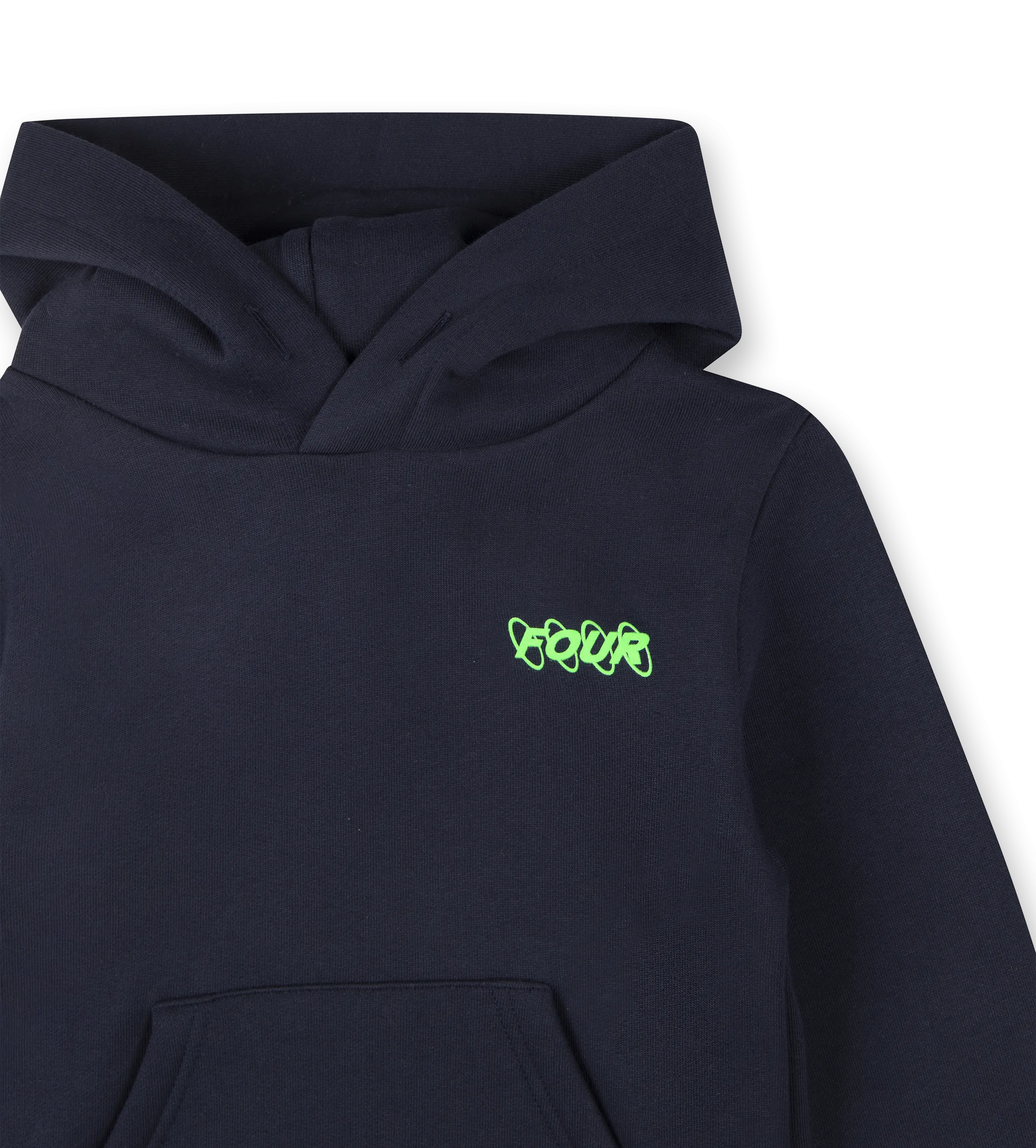 Neon Green Circles Logo Hoodie Marine Blue