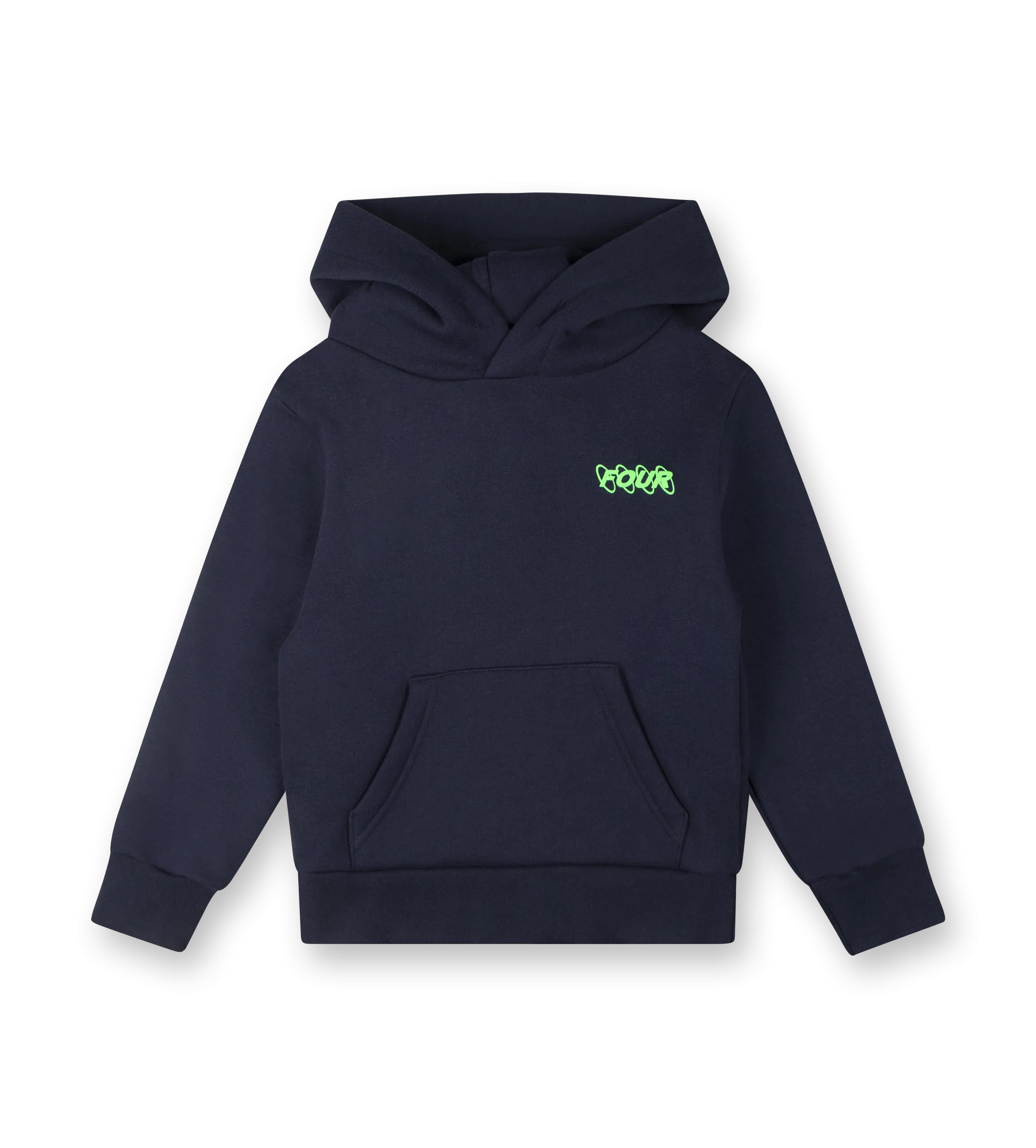 Neon Green Circles Logo Hoodie Marine Blue