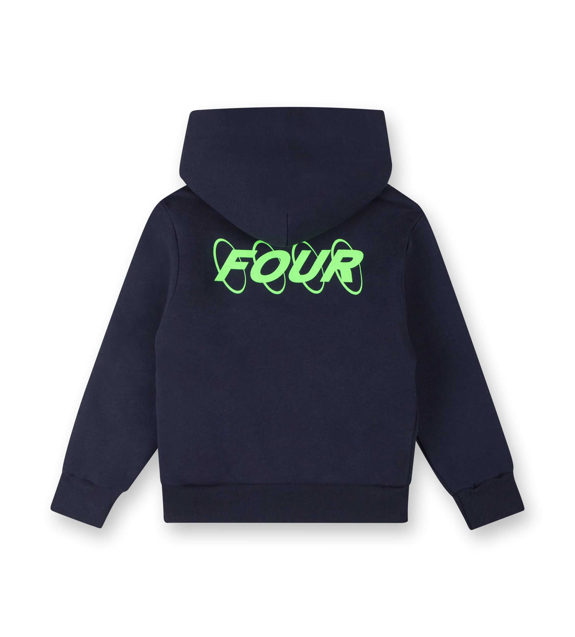 Neon Green Circles Logo Hoodie Marine Blue