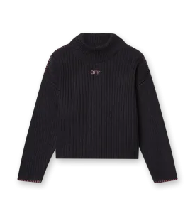 Off Stamp Ribbed Top Black